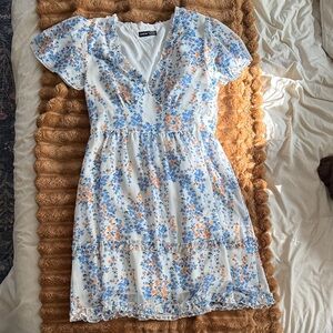 SHEIN Floral Midi Dress - Blue and Orange